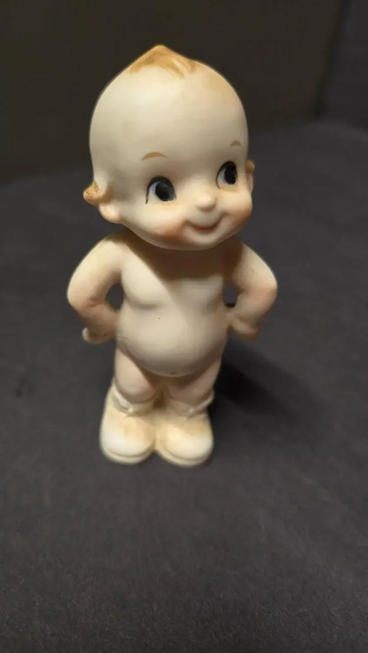 Vintage Japan Porcelain Baby Figurine Kewpie Doll Beige Small Decor Cute